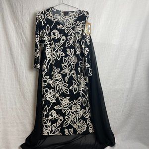 JMstudios Size Medium Black And White Dress and Sheer Cape/Shawl #985